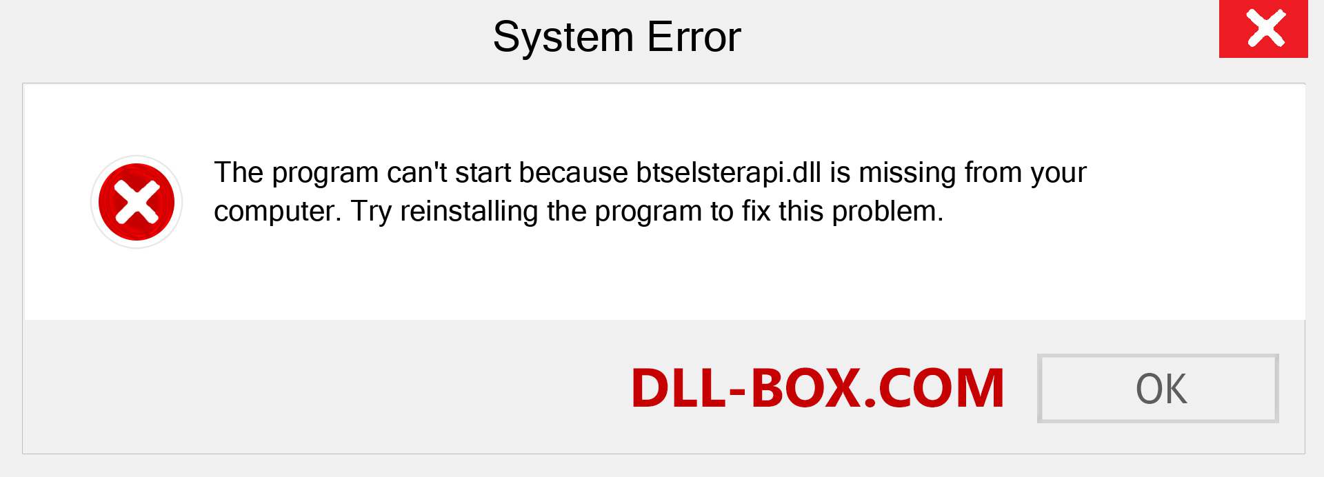  btselsterapi.dll file is missing?. Download for Windows 7, 8, 10 - Fix  btselsterapi dll Missing Error on Windows, photos, images